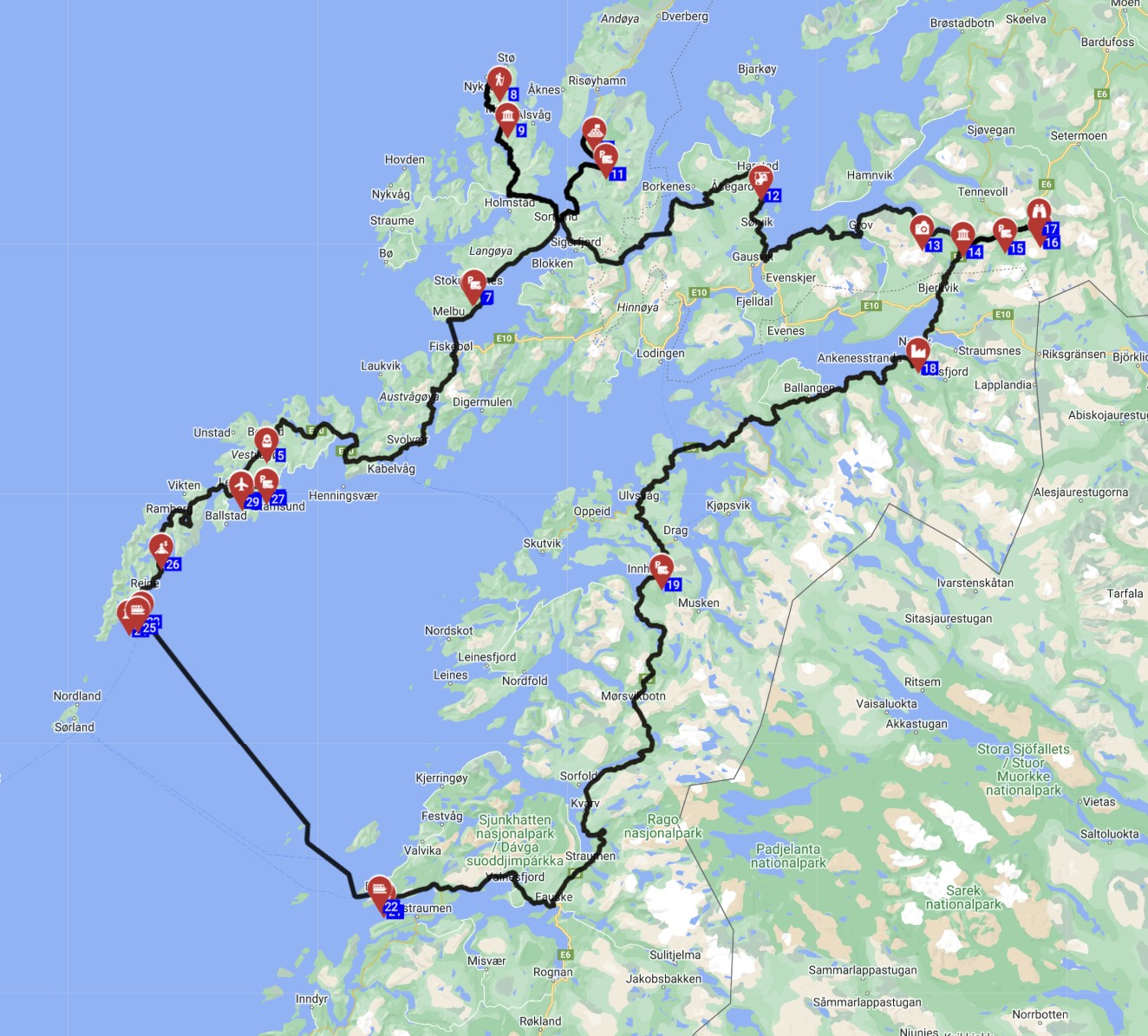 Map for Lofoten Round trip - Echoes of the Vikings